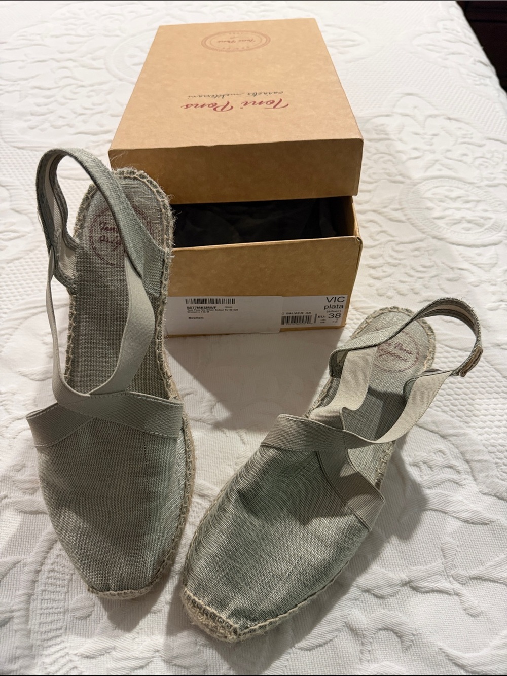 Toni Pons Light Gray Slingback Espadrille Flats - Casual Summer Comfort